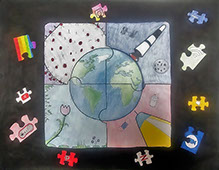 3rd Place Peace poster by Daniel Zaporozhehenko of Maple Leaf Public School.  Sponsored by the Newmarket Lions Club
